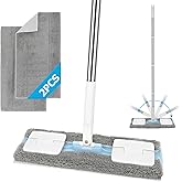 EZ SPARES Microfiber Hardwood Floor Mop,with 2 Washable Wet/Dry Pads,Stainless Steel Handle and Extension,for Home and Office