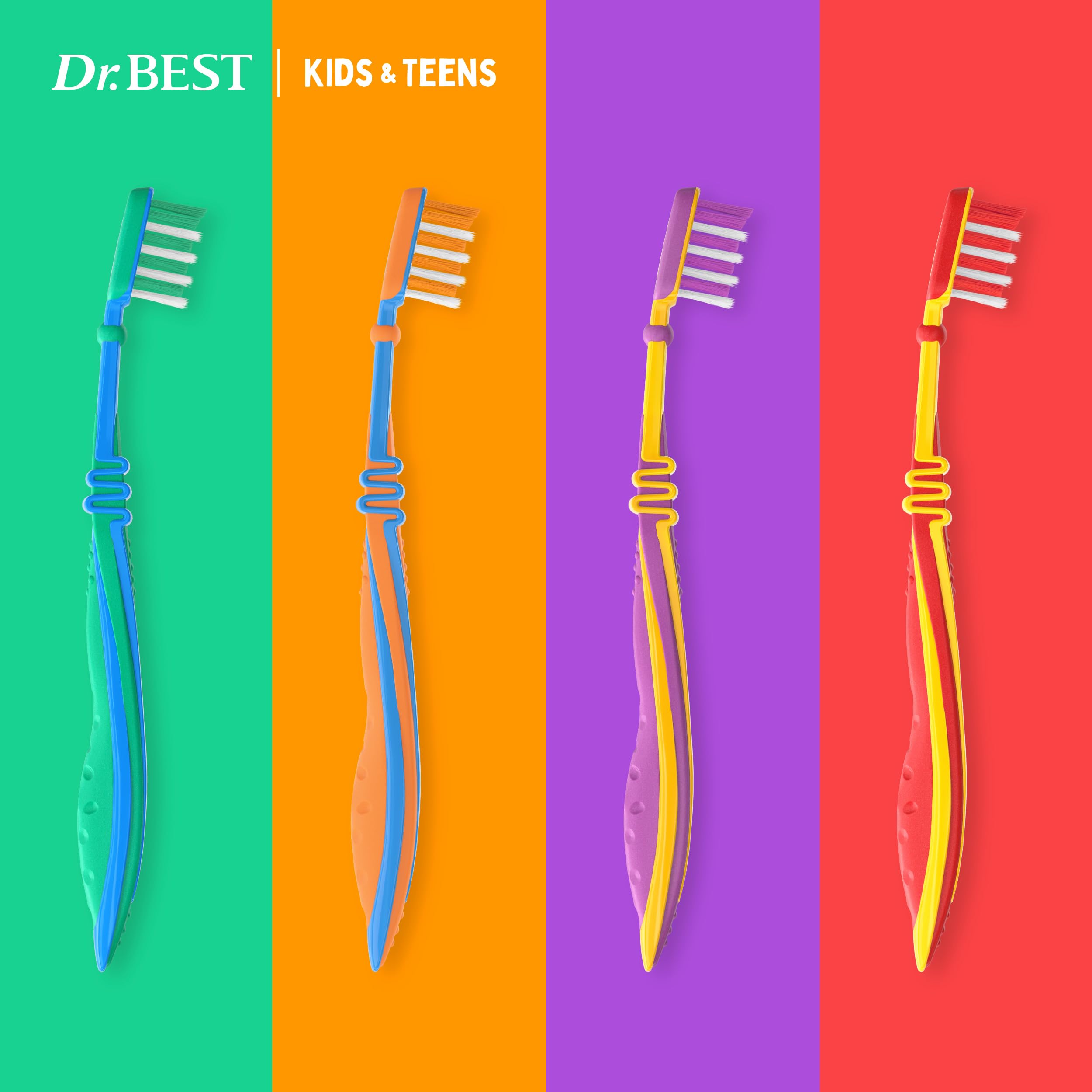 Dr.BEST Kids & Teens Zahnbürste, 6 bis 13 Jahre, Weich, 1 Stück, mit 4 Vorteilen für neue, bleibende Zähne 5