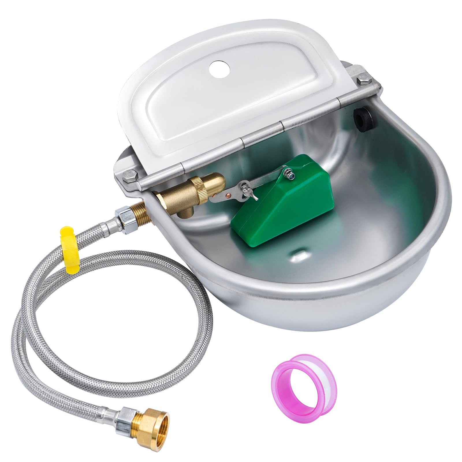 MUYIRTED Automatic Drinking Bowl Made of Cast Stainless Steel, Horse Drinker with Float Valve, 1/2 Inch Made of Brass, Float Drinker for Cattle and Horses, Dogs, Chickens, Drinking Trough with 80 cm