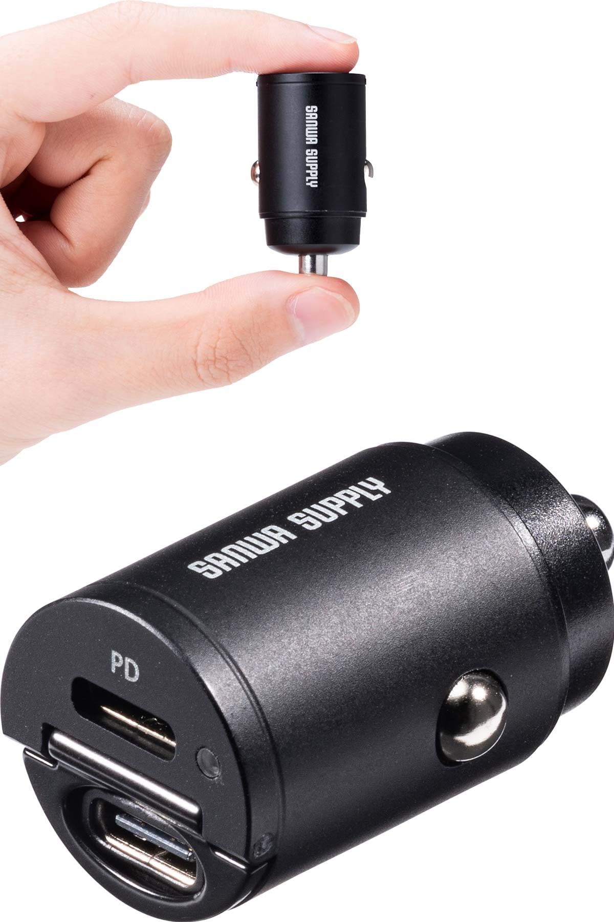 サンワダイレクト カーチャージャー Type-C×2ポート 30W PD対応の商品画像