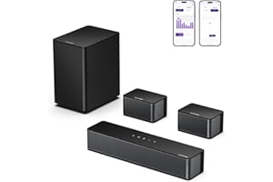 ULTIMEA 5.1 Sound Bar for Smart TV, Virtual Surround Sound System for TV, 320W Peak Power, Adjustable Surround Speakers and Subwoofer, APP Control, Home Theater Soundbar Poseidon D50(2025 New Model)