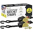 DC Cargo Mall Bolt-on Auto Retractable Ratchet Straps - (2 Pack) 1 Inch x 9 Ft - 400 lbs Break Strength - Retractable Ratchet Tie Down Straps for Boats, Jet Skis, Motorcycles, ATVs