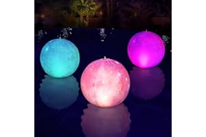 Cootway Solar Floating Pool Lights, 15-inch Light Up LED Color Changing Moon Solar Pool Lights That Float, Inflatable Waterproof Solar Floating Pool Balls for Pool Party Yard Christmas Decor- 1PCS