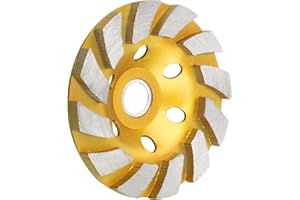SUNJOYCO 4 Inch Concrete Grinder Wheel, Diamond Cup Grinder, 12 Turbo Segments Concrete Grinding Wheel, Diamond Grinding Disc for Masonry, Cement, Marble, Rock, Granite, 0.79 Inch Arbor