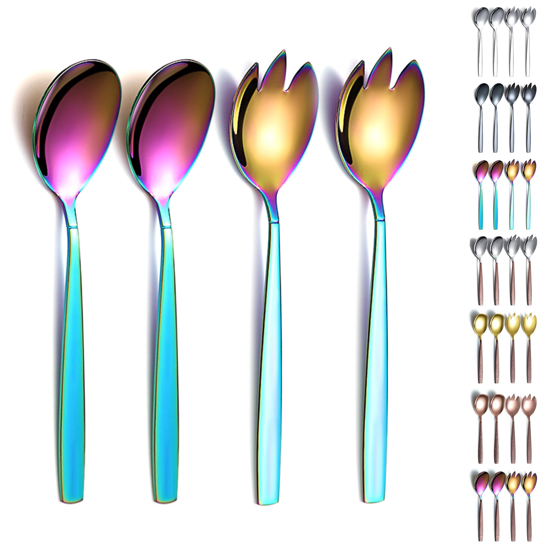 Photo 1 of ***(MISSING PIECES- THIS IS 2 PIECE SET ONLY)***
Evanda Rainbow Salad Server Set 2 Pieces, Titanium Rainbow Plating Stainless Steel Salad Serving Set, Salad Spoon, Salad Servers, Salad Fork, Dishwasher Safe