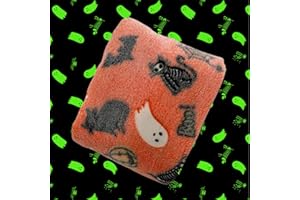 SYMI SMMR Cute Halloween Blanket for Kids/Teens/Women/Men, Glow in The Dark Throw Blankets Soft Plush Fleece, Spooky Blanket for Boy/Girls/Toddler, Day Care Home Travel Use, 60"*50", Orange