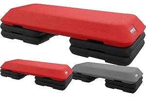 RDX Aerobic Step with 3 Adjustable Height Level Exercise 4″, 6″ and 8″ Steps Riser Platform, Rhythmic Anti-Slip Stepper Board Yoga Sport Home Gym Equipment Fitness Training Workout 43″ x17″