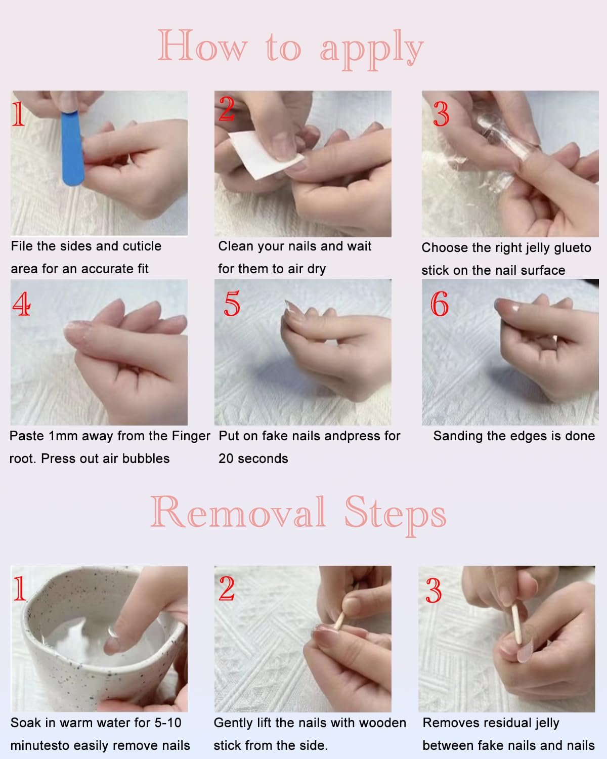 StarzeniYi French Tip Press on Nails, Almond Press on Nails Medium, Reusable Artificial Fake Nails, Full Cover False Nails for Women（Black) - Image 7