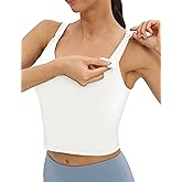 Foucome Womens Nursing Bras for Breastfeeding Maternity Tank Tops Crop Top with Built in Bra Longline Workout Sports Bra