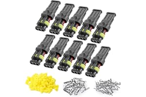 ZUOZE 10 Kit 3 Pin Connector, 20-16 AWG Waterproof Electrical Automotive Wire Connector, 1.5mm Series Terminals Male Female Car Connectors Plug Sets