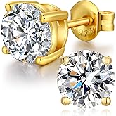 Jiahanzb Sparkling 925 Sterling Silver Round Cut 5A+ Cubic Zirconia CZ Stud Earrings Hypoallergenic Earrings for Women/Men 4MM-8MM