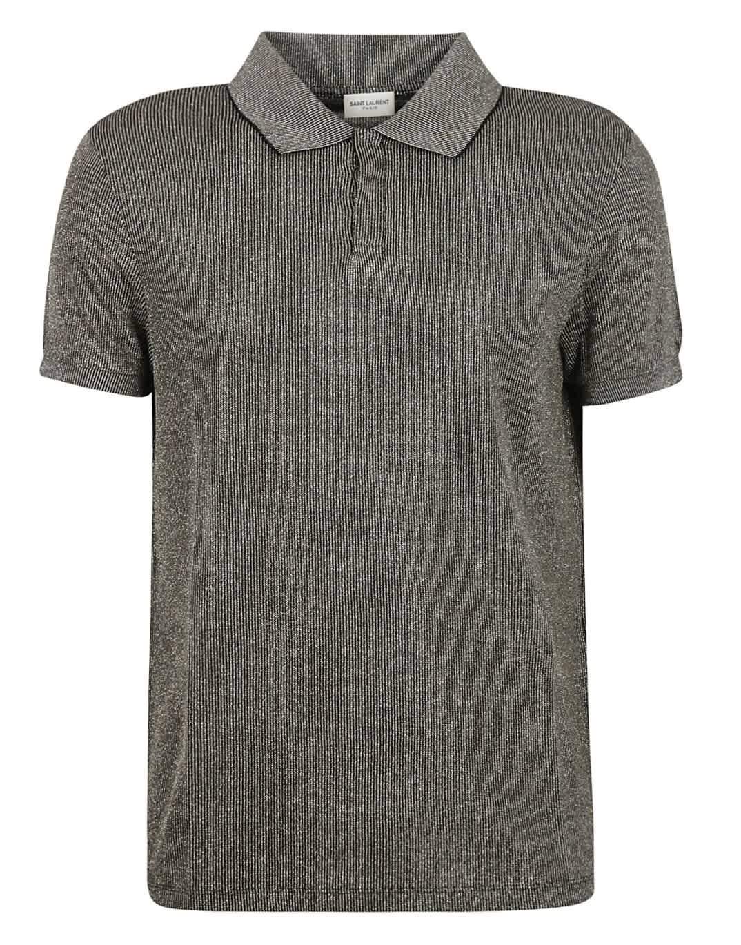 Saint Laurent Metallic Polo Shirt, Brand Size Large