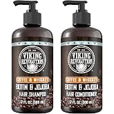 Viking Revolution Mens Shampoo &amp; Conditioner Set - Coffee Whiskey - 17 oz | Formulated with Biotin &amp; Jojoba Oil - Natural Hair Shampoo &amp; Conditioner - Contains Vitamin B5 - Coffee Whiskey Scent