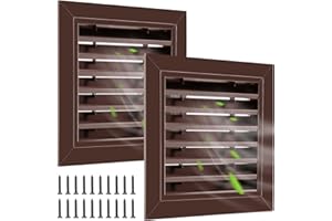Gisafai 2 Pcs 12" x 12" Gable Vent Aluminum Alloy Wall Vents Shed Attic Vent with Screen Return Air Grill with Screws, for Ventilation Exterior Doors Wall House (Brown)