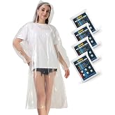 Airpler Disposable Rain Ponchos for Adults, Clear Poncho with Hood, Emergency raincoats for Hiking, Camping, Travel