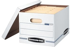 Bankers Box® Stor/File™ Standard-Duty Storage Boxes With Lift-Off Lids And Built-In Handles, Letter/Legal Size, 15" x 12" x 10", 60% Recycled, White/Blue, Case Of 5