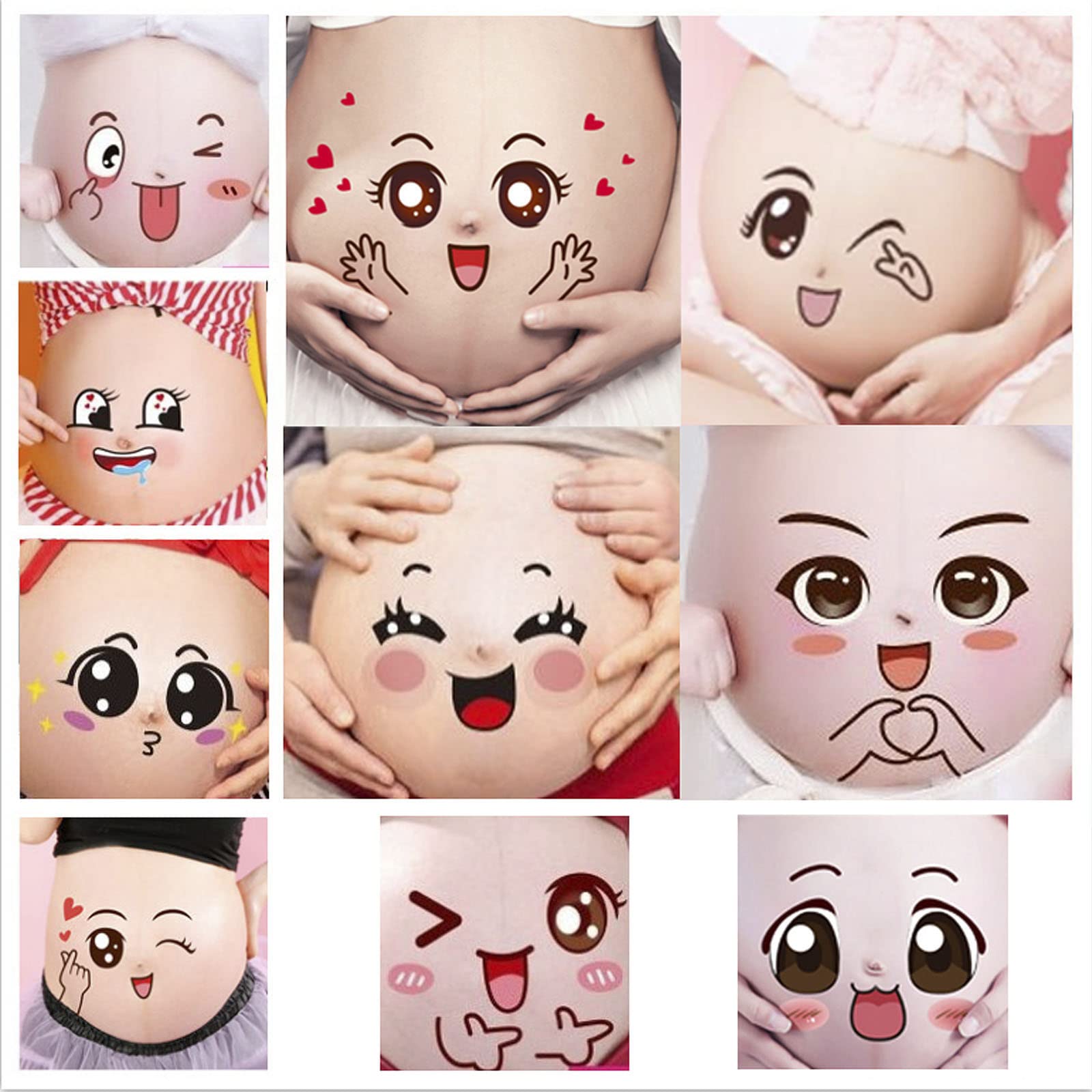 Nirbffo Pregnant Women Baby Bump Scenography Photo Booth Props Cute Exaggerated - Pack of 10