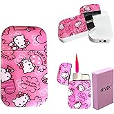 NIVEK Kulomi Lighter Kitty KT Torch Lighter Pink Flame Pocket Refillable Kawaii Cute Windproof Flame (Cat, Rabbit, Melody, Duffy) (A2-Pink Kitty)