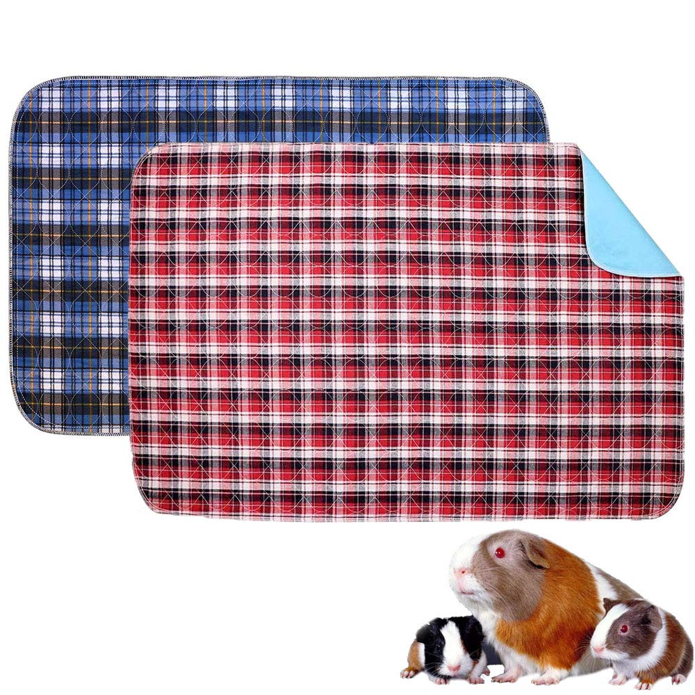 2 Pack Guinea Pig Fleece Cage Liners, Washable Leak-proof Small Animal Pee Pads Bedding, Reusable Waterproof Rabbit Mat