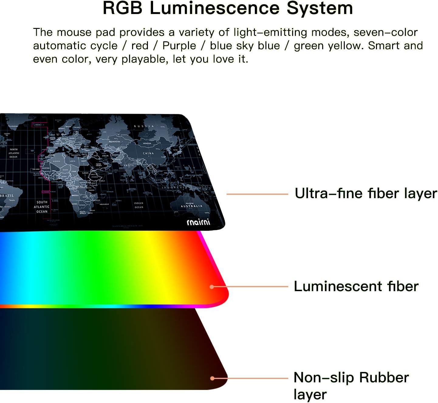 Extended RGB Gaming Mouse Pad, Extra Large Gaming Mouse Mat for Gamer, Waterproof Office DEST Mat with 10 Lighting Mode, for PC Computer RGB Keyboard Mouse MacBook - 31.5'' x 15" x 4mm(Map) : Office Products