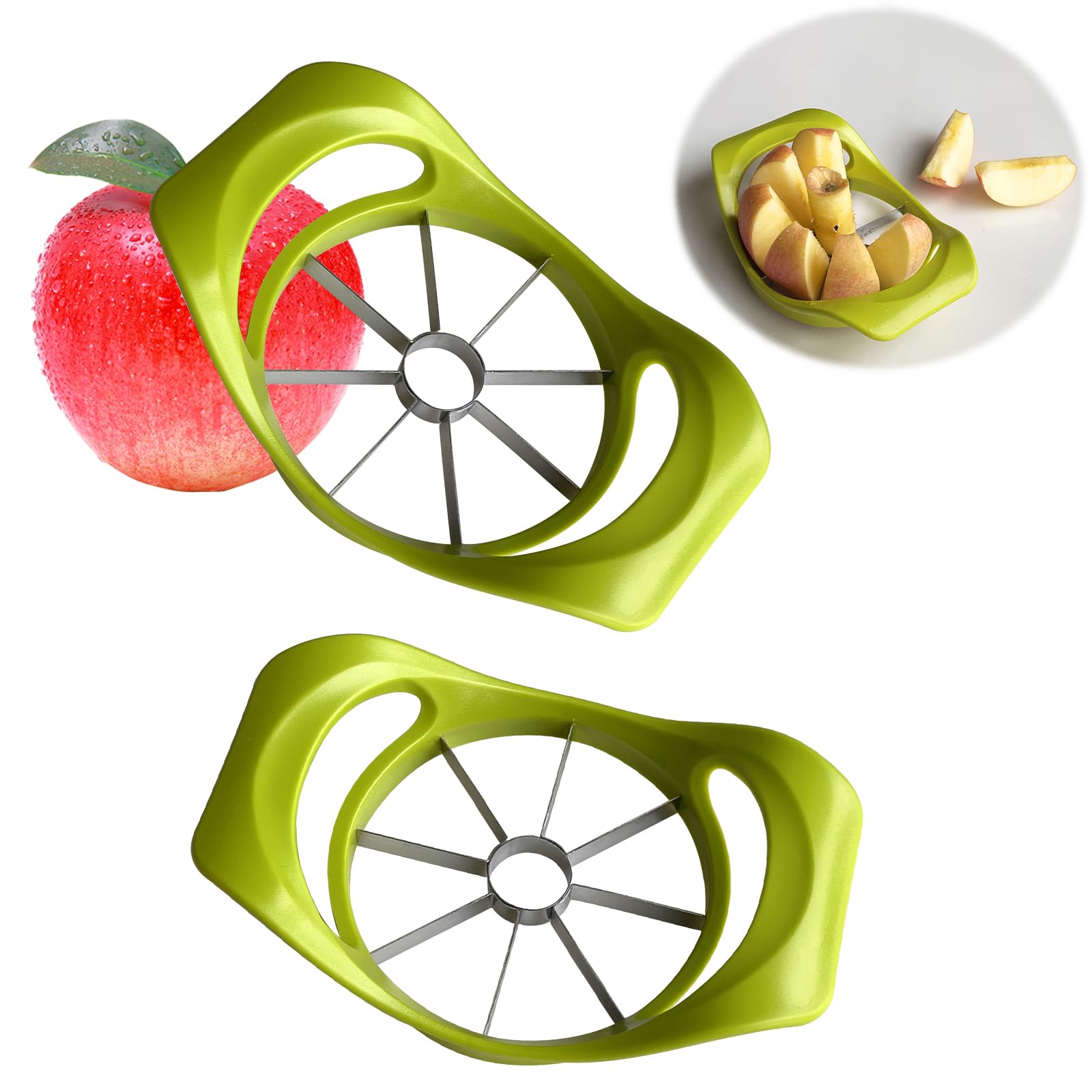 Photo 1 of 2 Pack Apple Slicer 8 Super Sharp Stainless Steel Blades Apple Slicer, Corer and Divider, Heavy Duty Stainless Steel Apple Cutter, Dishwasher Safe (B)
