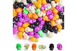 KIMOBER 100PCS Mini Skulls Heads Miniature Figurines,Multicolor Small Plastic Realistic Halloween Skeleton Prank Props for Party Bar Home Table Decorations(5 Colors)