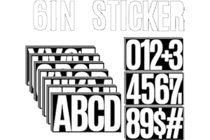 SACDRL 30 Sheets 159 PCS Large Letter and Numbers Stickers 6inch Vinyl Self Adhesive Stickers for Crafts Outdoor Sign Wall Mailbox Windows Doors Car Poster Board, Homes, Businesses, Address Numbers(White)