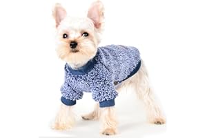 Yikeyo XXS Dog Sweaters for Small Dogs Male Winter Warm Fleece Dog Clothes Chihuahua Yorkie Teacup Puppy Sweater Pet Coat Jacket Cat Outfit for Puppy Small Dogs Boy and Girl, （XXS，Navy Blue）
