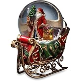 Santa with Reindeer and Sleigh Water Globe San Francisco Music Box Company