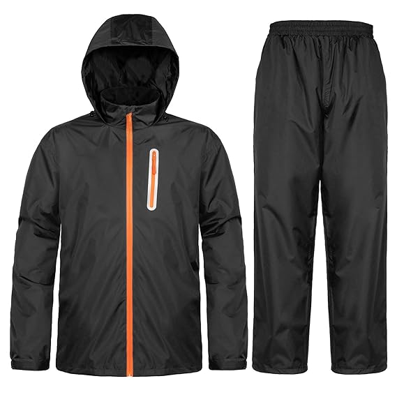 Ourcan Rain Suits for Man Waterproof Lightweight Hooded Rain Gear