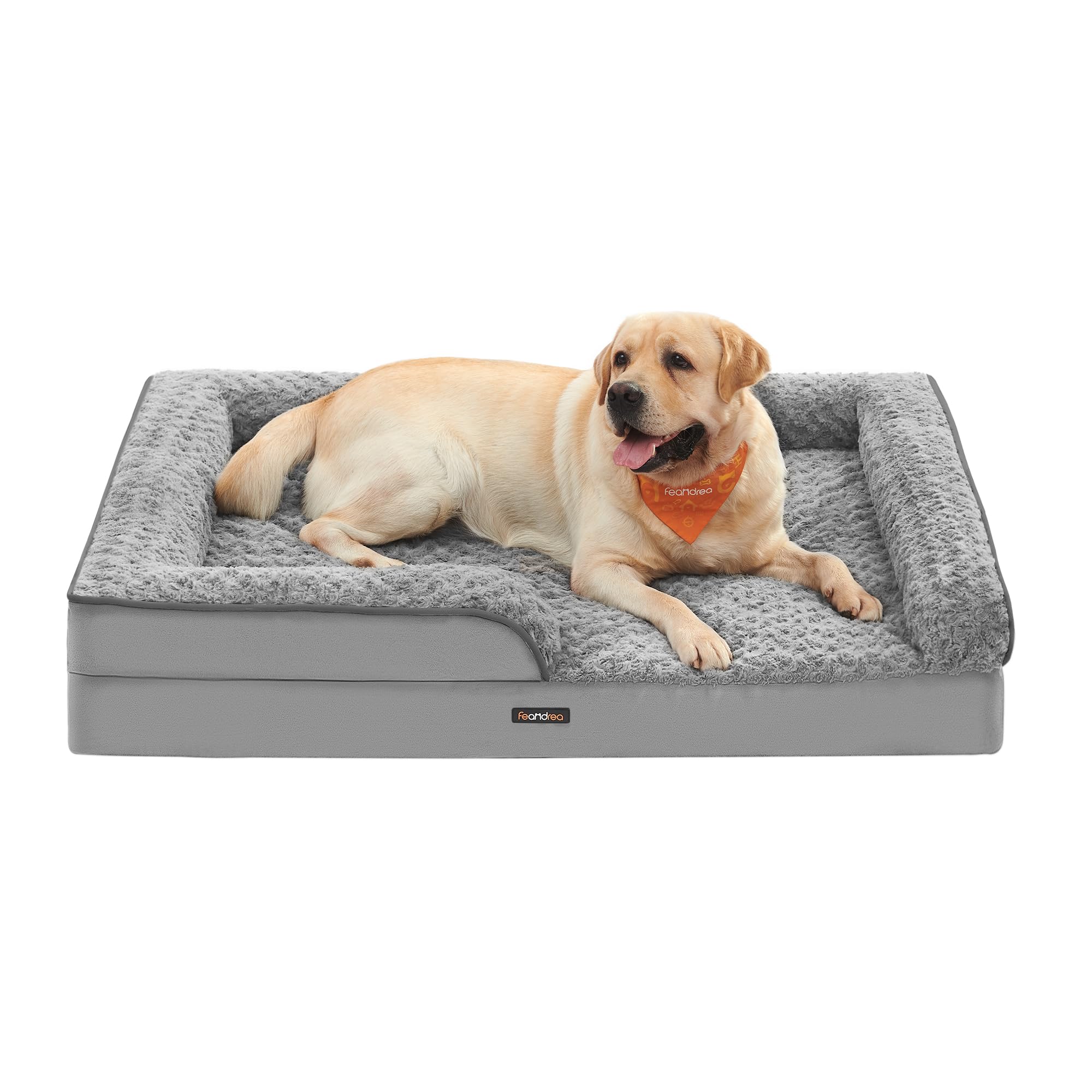 Photo 1 of Feandrea Orthopaedic Dog Bed for Large Dogs, Waterproof Dog Sofa Bed with Removable Washable Cover, 36 x 27 x 6.5 Inches, Dove Gray UPGW252G01