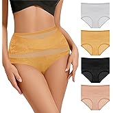 BOKIOW Women Tummy Control Underwear,High Waisted Full Coverage Ladies Panties,Soft Breathable Postpartum Briefs Multipack