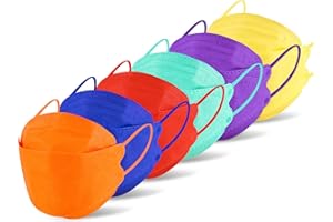 NiHealth 60PCS KF94 Disposable Face Masks for Adults, Tomorotec Solid Bright Colors 3D Shape Mask Bulk Pack (6 Colors)