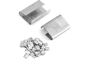 QWORK Seals for 5/8" Strap Width Steel Strapping, 500 Pcs Metal Clips for Firmly Securing Packaging and Pallet Banding, Fix Large and Medium-Sized Loads for Storage and Transportation