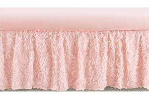 Sweet Jojo Designs Pink Floral Rose Girl Baby Nursery Crib Bed Skirt Dust Ruffle - Solid Light Blush Flower Luxurious Elegant Princess Vintage Boho Shabby Chic Luxury Glam High End Roses