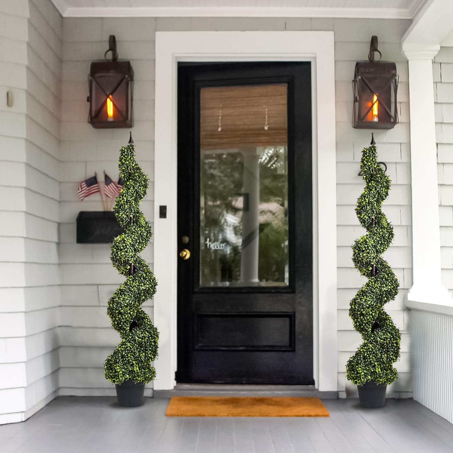 Artificial Cypress Spiral Topiary Trees Potted Indoor or Outdoor (Spiral Boxwood Trees, 5 Feet) -