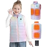 Hecusma Kids Heated Vest with 7.4V 12000mah Battery Pack Included, Youth Heated Vest Kids with 5 Heating Zones for Girls