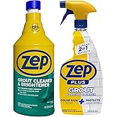 Zep Grout Cleaner and Brightener - ZU104632 - Deep Cleaning Formula Plus Grout Foaming Cleaner - R54212-2-in-1 benefits Deep Clean plus Everyday Clean &amp; Protect