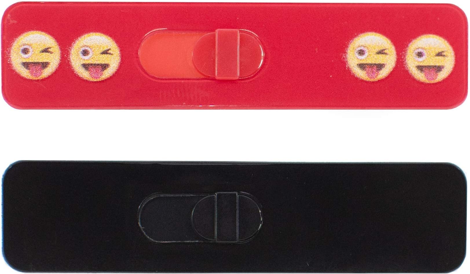 Kamshield Webcam Cover - Sliding Camera Cover for Laptops, Ipads, and Tablets, Protect Your Privacy (2-Pack Bundle) Winki Face Emoji/Black