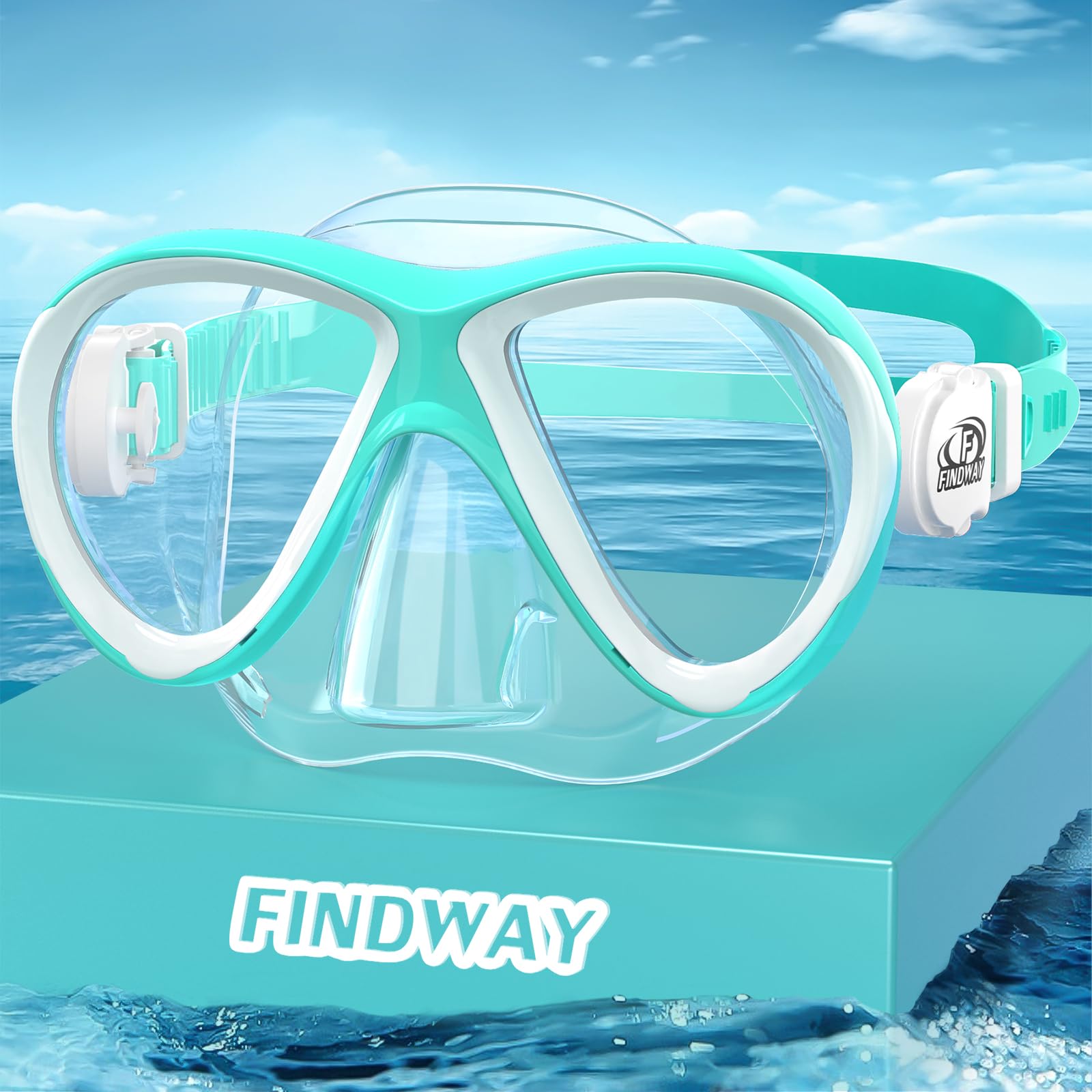 Findway Snorkel Mask for Kids,Swimming Goggles Kids with Nose Cover for 4-14 Year Olds Boys and Girls Swim Goggles Comfortable Fit,Waterproof,No Leakage,Pink White Diving Masks for Children