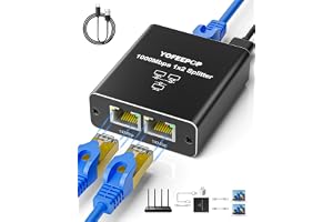 Gigabit Ethernet Splitter 1 to 2, RJ45 LAN Splitter for Cat8/7/6/5e/5 | 1 Input 2 Output • 1000Mbps • USB-C Powered • Home Office & Gaming • Stable Router Connection