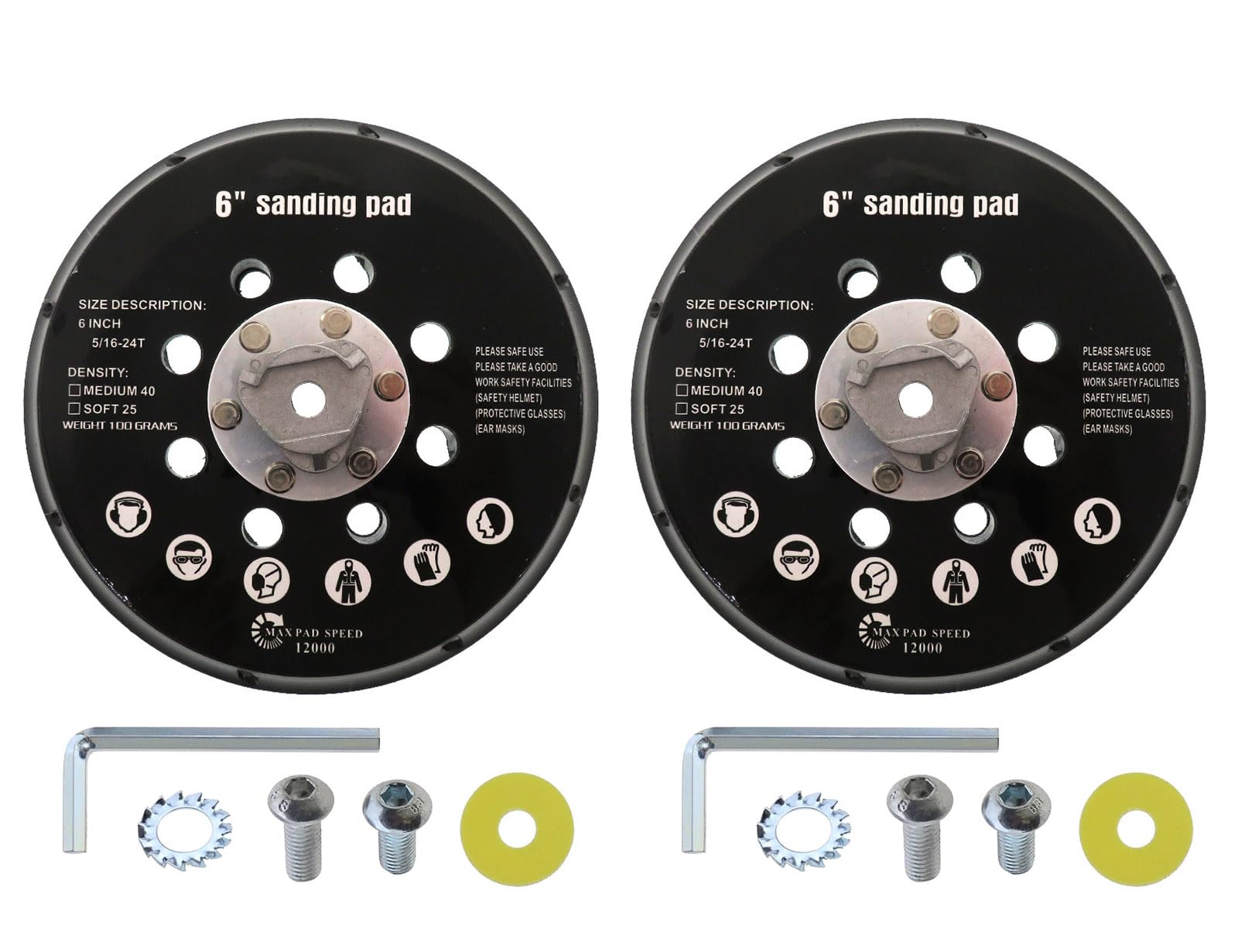 Pair of 6 Inch 17 Holes Sanding Disc Pad Backing Sander Hook and Loop Sander Replacement Pad Compatible with Makita BO6030 & BO6040 Festool RO1 ES150 ET2