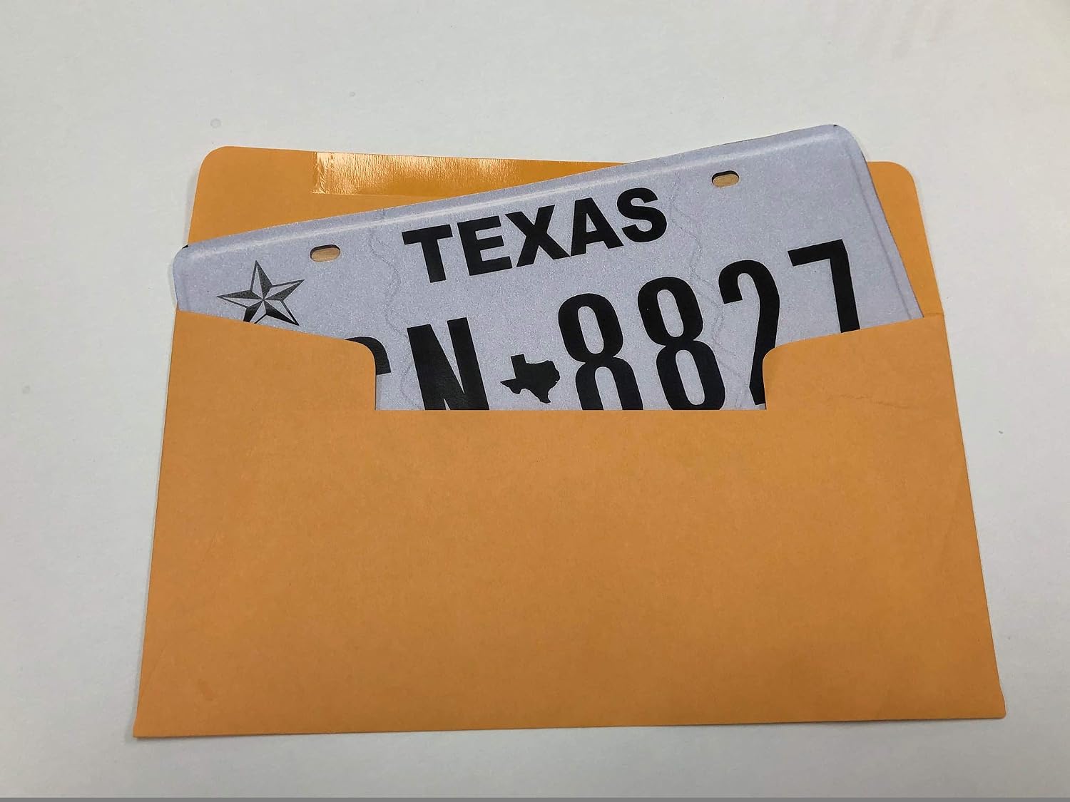 Moist & Seal Imprinted License Plate Envelopes – 100 Qty – Brown Kraft – A Plus