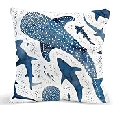 foedor Whale Shark Throw Pillow Cover Lovers Gifts for Women, 18x18 inch | Trendy Boys Kids Students Room Decor, Sharks for Men Women Boys Girls Room Home Decor