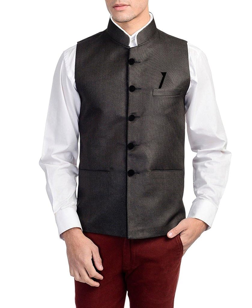 glamio men's regular fit waistcoat nehru jacket