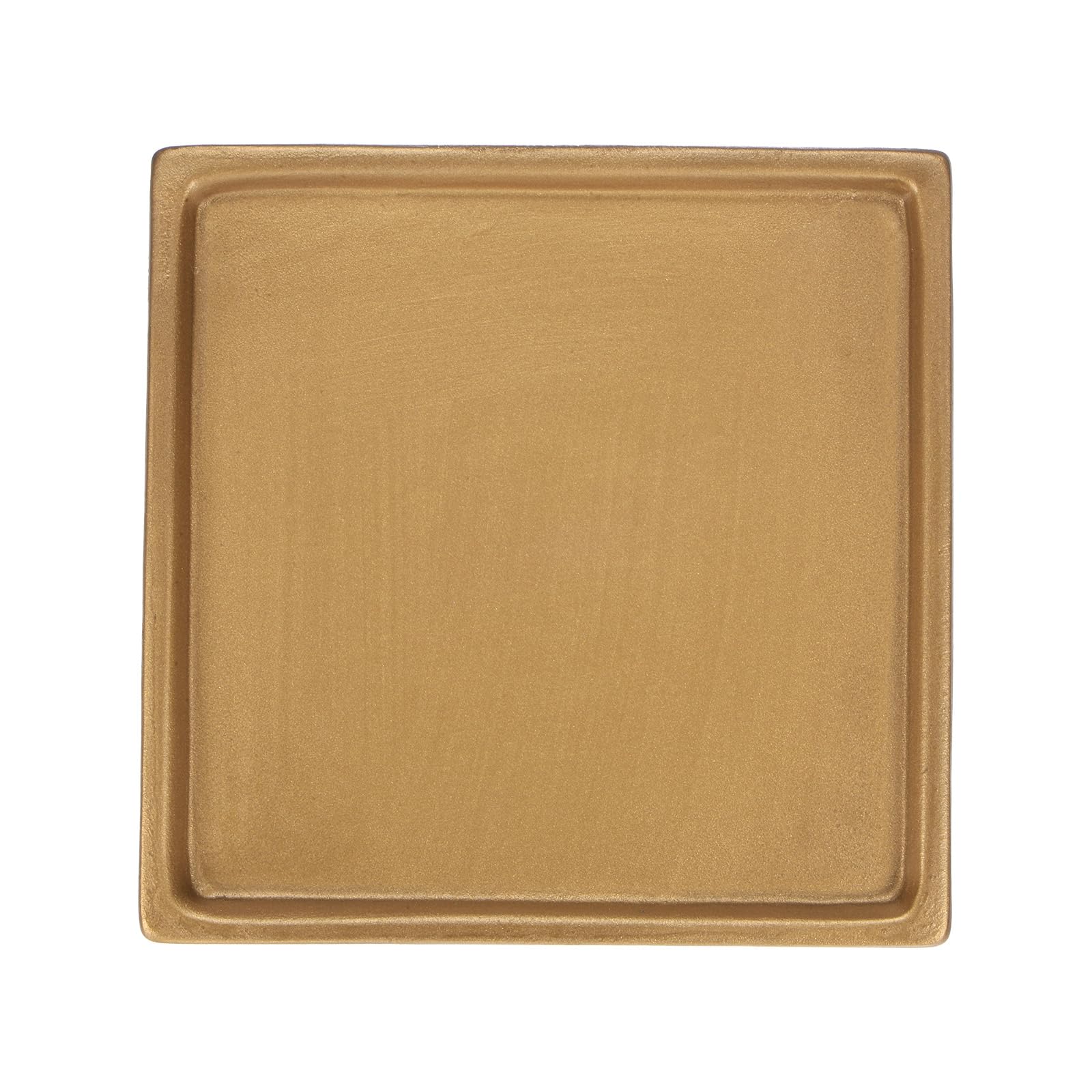 M METERXITY Ceramic Plant Saucer, 5 Inch Plant Water Catcher Tray, Plant Pot Saucers for Indoor/Outdoor Plants/Flower Drainage Drip Water Tray [Square Gold]