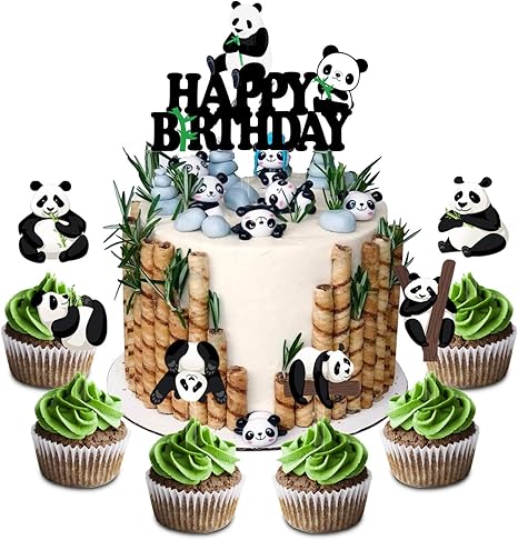 images Happy Birthday Panda Cakes set of acrylic panda happy birthday cake topper panda bear smash cake topper panda themed birthday party decoration animals party supplies 7pcs