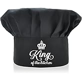 AGMdesign King of The Kitchen Funny Chef Hat, Funny Chef Wear, Adjustable Kitchen Cooking Hat for Men & Women Black, Mother's Day/Father's Day/Birthday Gift for Him, Her, Mom, Dad, Friend