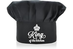 AGMdesign King of The Kitchen Funny Chef Hat, Funny Chef Wear, Adjustable Kitchen Cooking Hat for Men & Women Black, Mother's Day/Father's Day/Birthday Gift for Him, Her, Mom, Dad, Friend