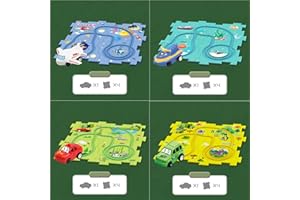 NTDDF Puzzle Racer Kids Car Track Set, 25PCS Puzzle Track Car Play Set, Puzzle Racer Car Track Set, Meet Gladness Car Track Puzzle, Children's Educational Puzzle Track Car Play Set (5PCS, 4IN1)